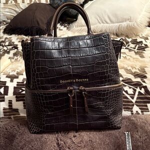 Dooney & Bourke Dark Brown Croc-Embossed Bag